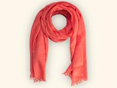 Certified Coral Pink Cashmere Scarf via Heritage Moda