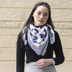 Champagne Pink and Blue Women's Royal Silk Scarf via Heritage Moda