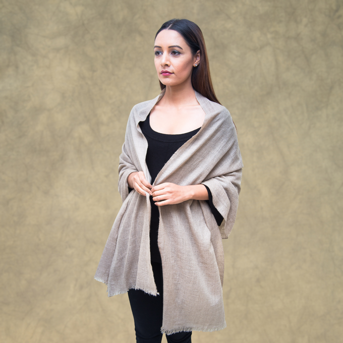 Beige Natural Cashmere Scarf from Heritage Moda