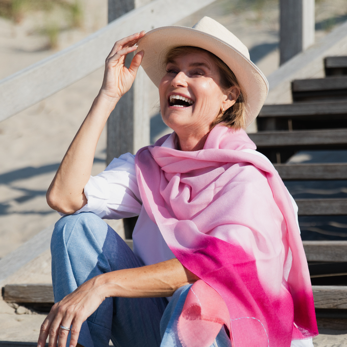 Ombré Rose Petals Wool Scarf from Heritage Moda