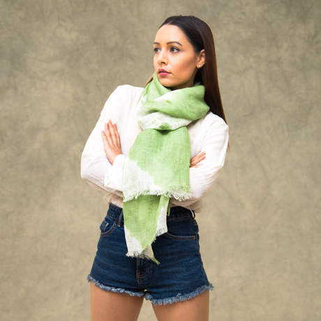 Oxley Green And White Tie-Dye Scarf from Heritage Moda