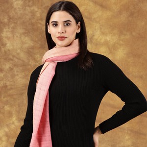 Handwoven Ombré Peach Salmon Pink Wool Scarf from Heritage Moda