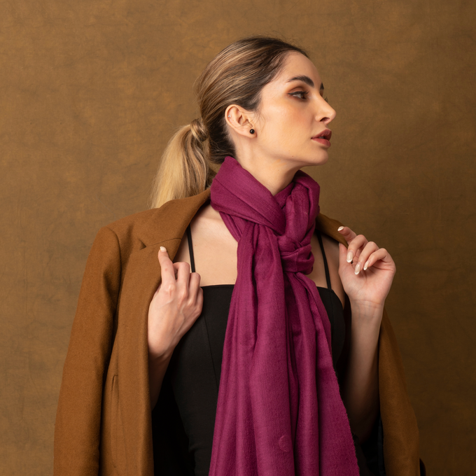 Plum Certified Cashmere Scarf from Heritage Moda