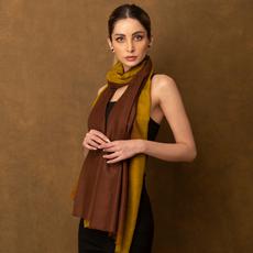 Khaki and Brown Ombré Cashmere Scarf via Heritage Moda