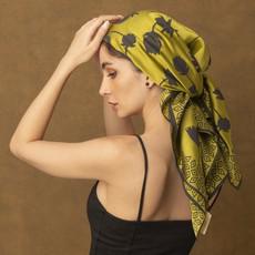 Khaki Green and Black Women's Royal Silk Scarf via Heritage Moda