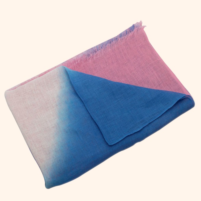 Pink and Blue Ombré Linen Scarf from Heritage Moda