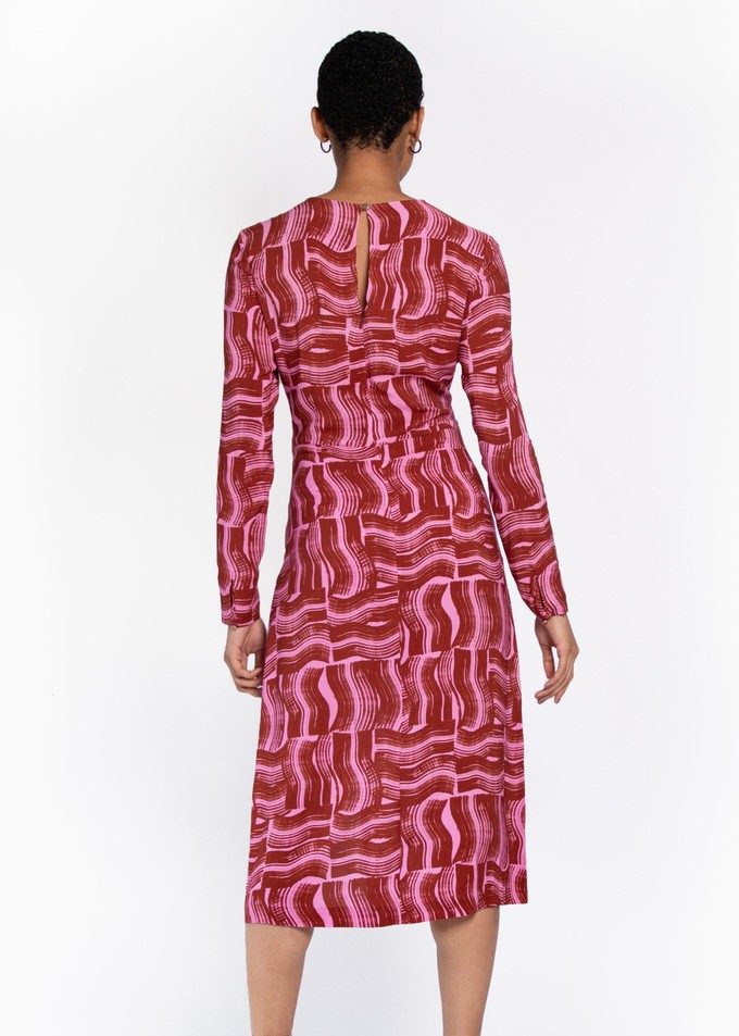 Verbena Tie front dress in Rust paint brush print from Hide The Label