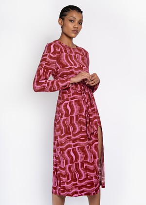 Verbena Tie front dress in Rust paint brush print from Hide The Label