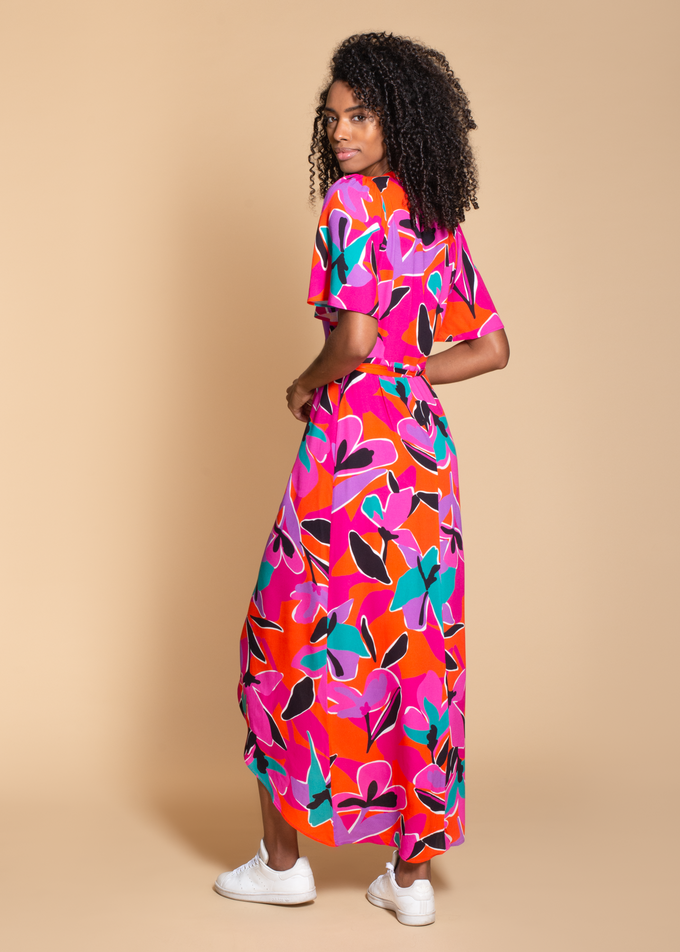 Rosa Maxi Dress in Pink Graphic Floral Print from Hide The Label