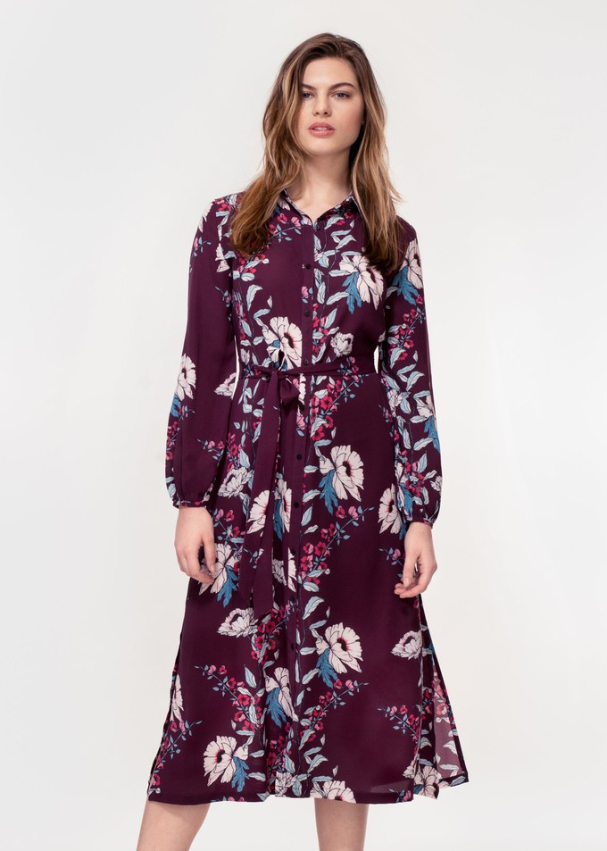 Acacia Dress in Plum Peony print from Hide The Label