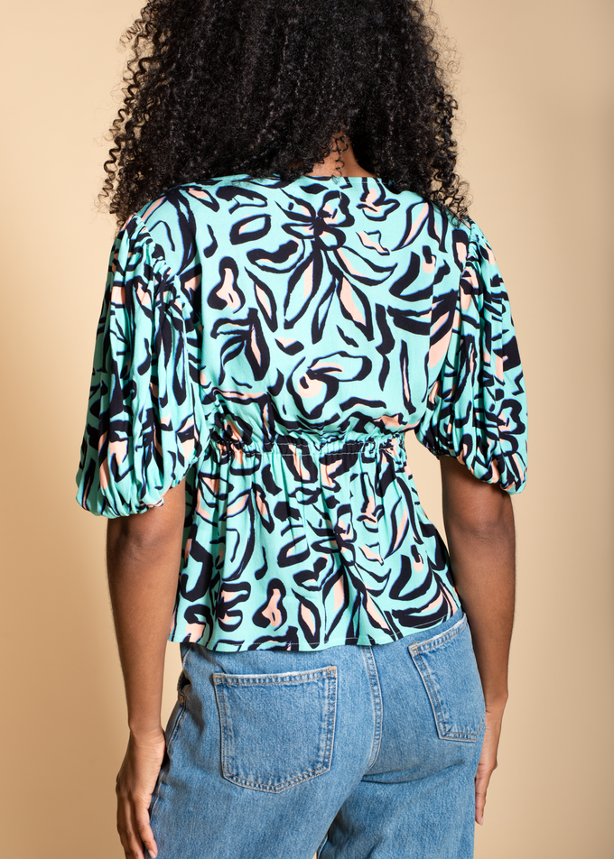 Iris Tie Front top in Mark Making Floral Print from Hide The Label