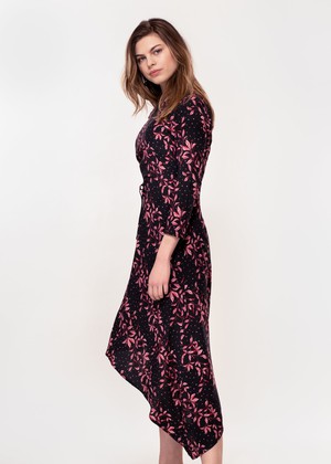 Azalea Dress in Pink Leaf Print from Hide The Label