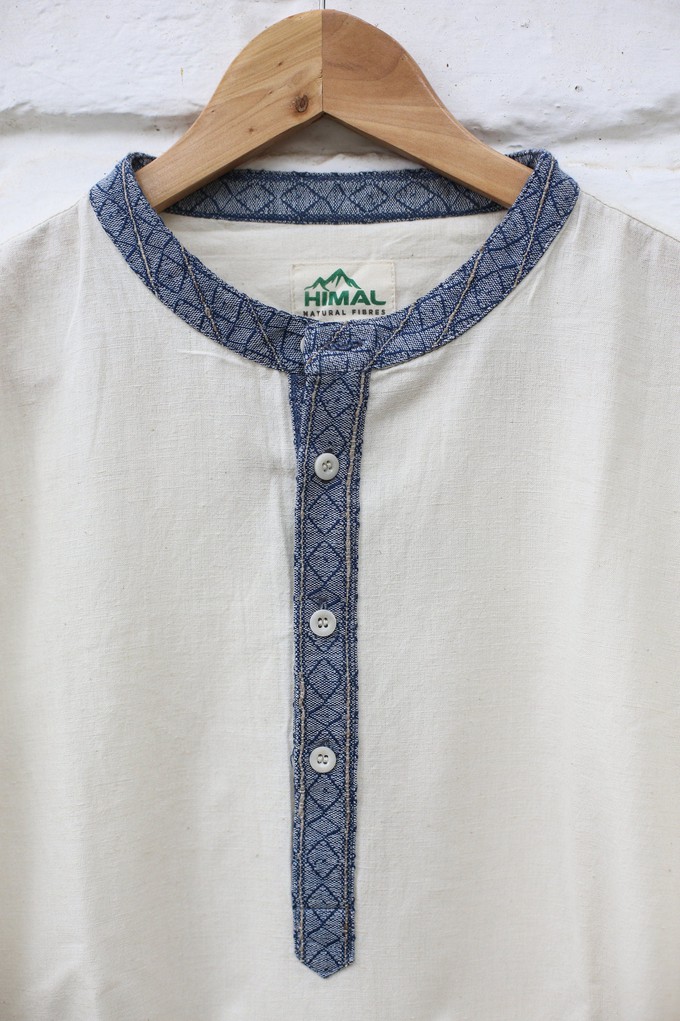 Hemp & Organic Cotton Kurtha - White Long sleeve shirt from Himal Natural Fibres