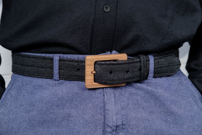 Hemp Belt with Wooden Buckle Mens from Himal Natural Fibres