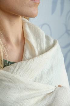 Organic Hemp and Cotton Shawl, available in orange, blue, green and grey via Himal Natural Fibres