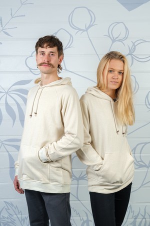 Ladies Hemp and Cotton fleece Hoody - Cream Jumper from Himal Natural Fibres