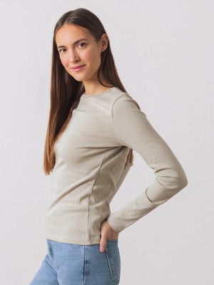 Geripptes Langarm Shirt from Honest Basics