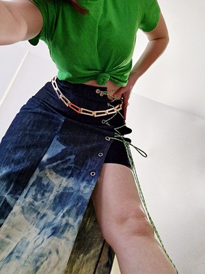 The Corset Skirt (Long) - Denim from IZZI Label