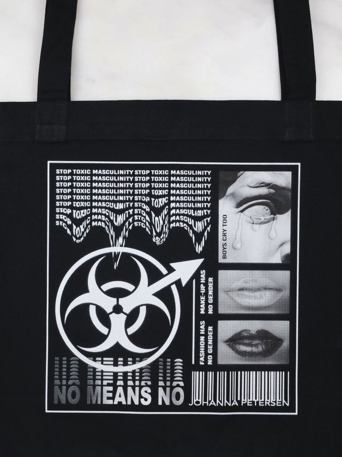 BLACK - NO MEANS NO - SHOPPING BAG from JOHANNA PETERSEN