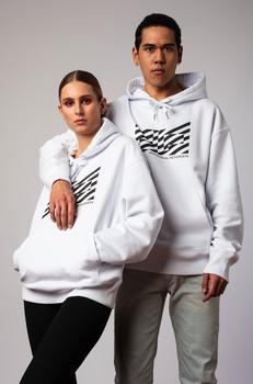 WHITE STRIPED LOGO HOODIE via JOHANNA PETERSEN