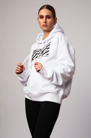 WHITE STRIPED LOGO HOODIE from JOHANNA PETERSEN