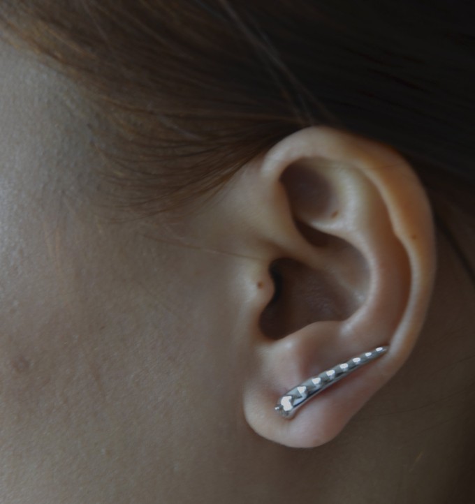 Unisex silver stud single earring Bunaken | Sterling Silver - White Rhodium from Joulala