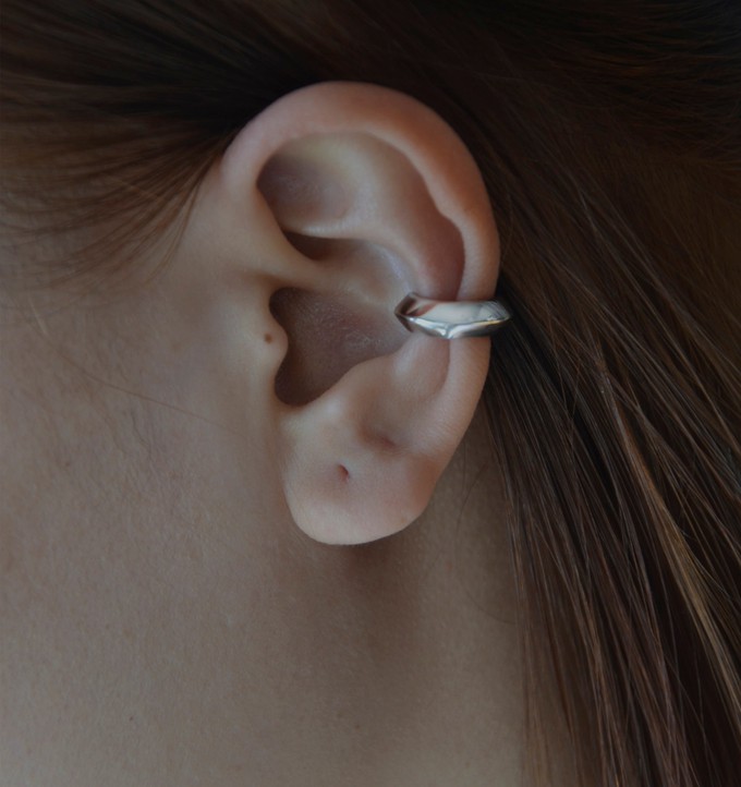 Unisex silver ear cuff essential Ambon | Sterling Silver - White Rhodium from Joulala