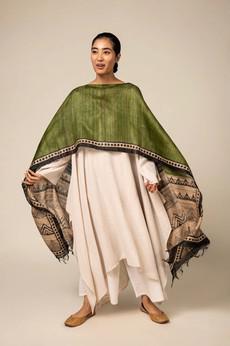 NEW! 3-in-1 Peace Silk Poncho Ikat via JULAHAS