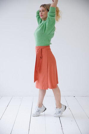 NEW! Cotton Hemp Wrap Skirt Salmon from JULAHAS