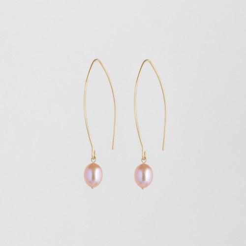 Pearl on long hook earrings gold plated from Julia Otilia