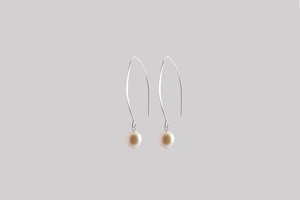 Pearl on long hook earrings silver from Julia Otilia