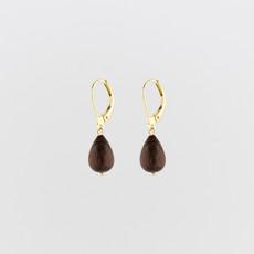 Wooden raindrop earrings gold plated via Julia Otilia