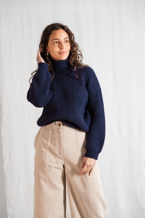Baby-Alpaka Turtleneck Strickpullover Sabeti Blau from Jyoti - Fair Works Baby-Alpaka Turtleneck Strickpullover Sabeti Blau from Jyoti - Fair Works