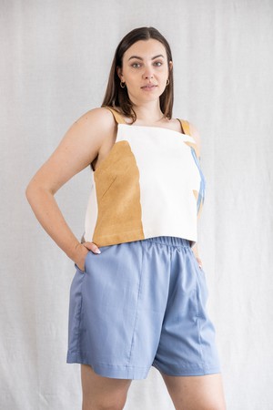 Bio-Baumwoll Shorts Sitaar Satinblau from Jyoti - Fair Works