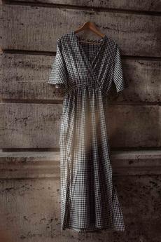 Bio-Baumwoll Kleid Vasi Kariert via Jyoti - Fair Works