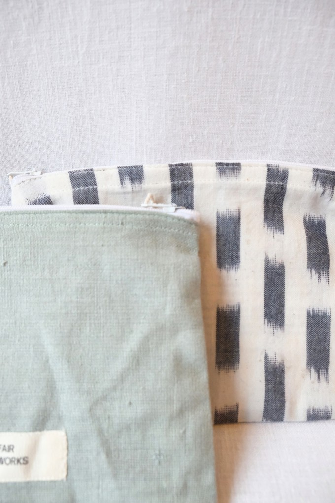 Baumwoll Täschchen Thanjavur Mint/ Ikat Weiß from Jyoti - Fair Works