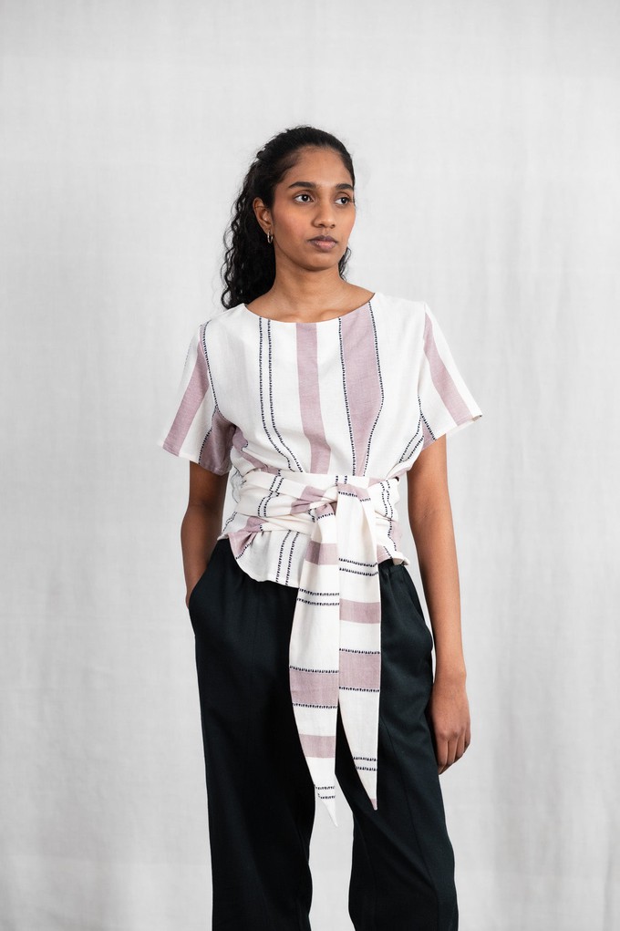 Baumwoll Wickelshirt Amaranth Webmuster Altrosa from Jyoti - Fair Works