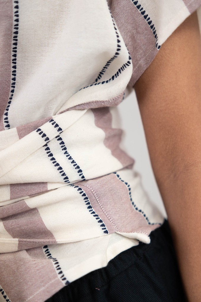 Baumwoll Wickelshirt Amaranth Webmuster Altrosa from Jyoti - Fair Works