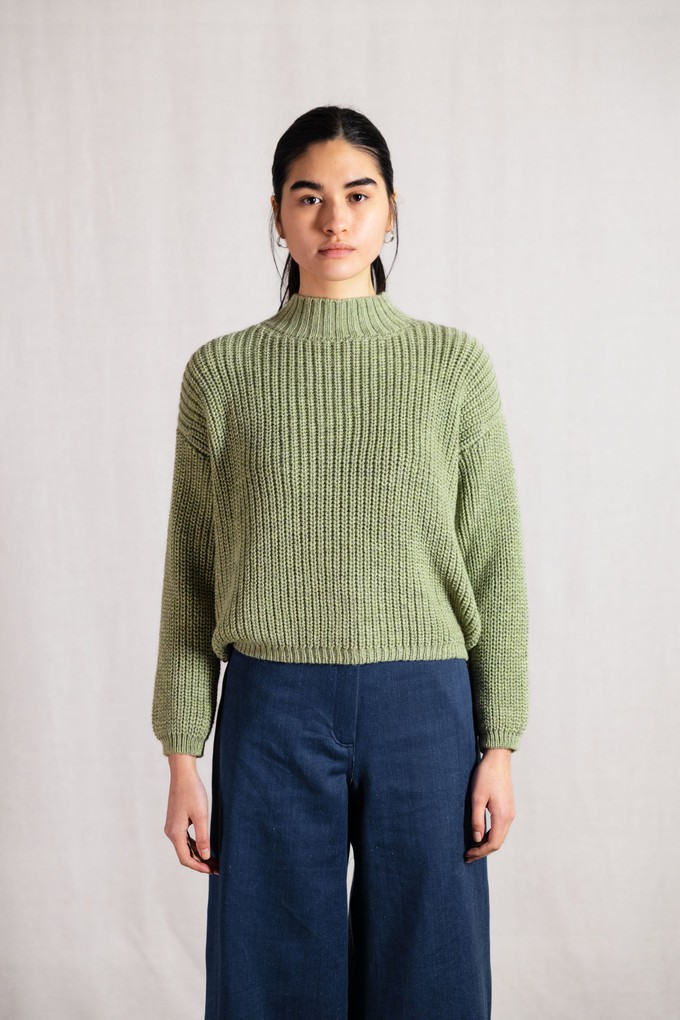 Baby-Alpaka Turtleneck Strickpullover Tacna Lindgrün from Jyoti - Fair Works Baby-Alpaka Turtleneck Strickpullover Tacna Lindgrün from Jyoti - Fair Works