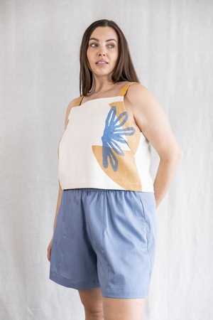 Bio-Baumwoll Shorts Sitaar Satinblau from Jyoti - Fair Works