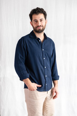 Bio-Baumwoll Flanellhemd Nakshita Grau-Blau from Jyoti - Fair Works