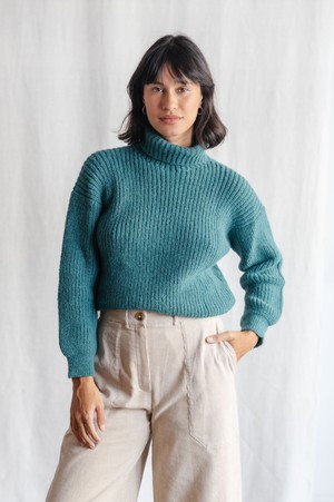 Baby-Alpaka Turtleneck Strickpullover Sabeti Ozean from Jyoti - Fair Works Baby-Alpaka Turtleneck Strickpullover Sabeti Ozean from Jyoti - Fair Works