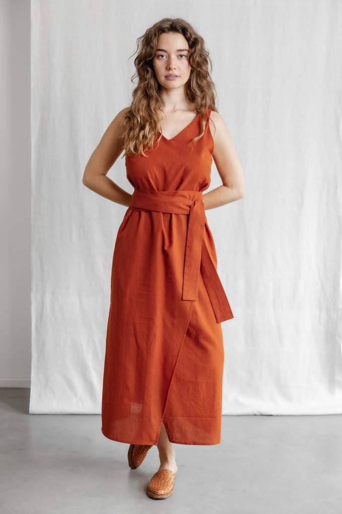 Bio-Baumwoll Kleid Agnila Terracotta from Jyoti - Fair Works