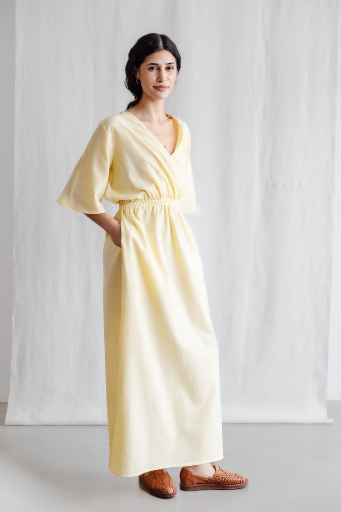 Bio-Baumwoll Kleid Vasi Zitronengelb from Jyoti - Fair Works