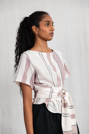 Baumwoll Wickelshirt Amaranth Webmuster Altrosa from Jyoti - Fair Works