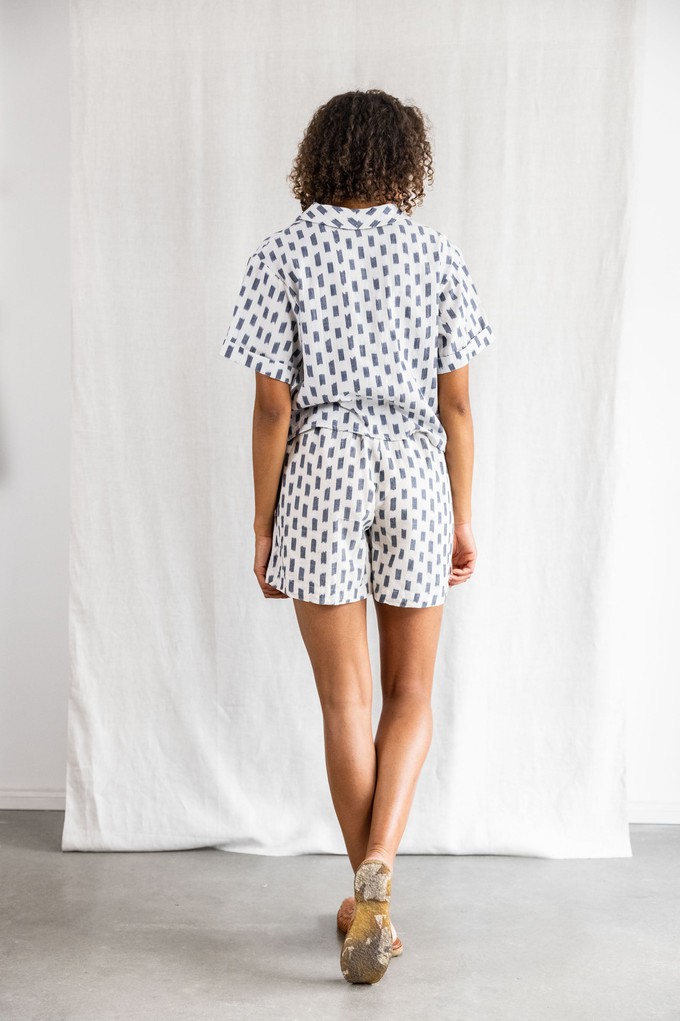 Bio-Baumwoll Shorts Sitaar Ikat Weiß from Jyoti - Fair Works