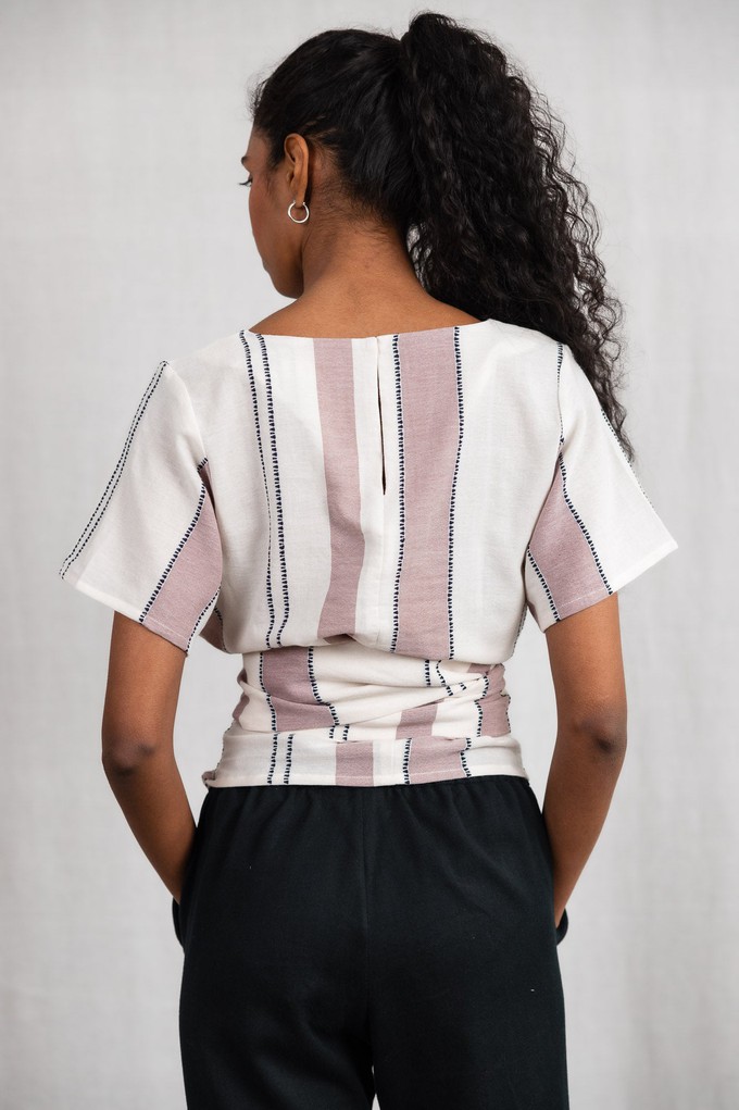 Baumwoll Wickelshirt Amaranth Webmuster Altrosa from Jyoti - Fair Works