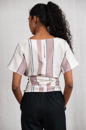 Baumwoll Wickelshirt Amaranth Webmuster Altrosa from Jyoti - Fair Works