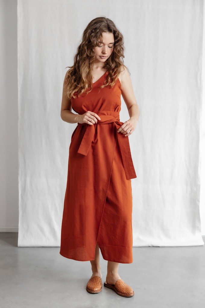 Bio-Baumwoll Kleid Agnila Terracotta from Jyoti - Fair Works