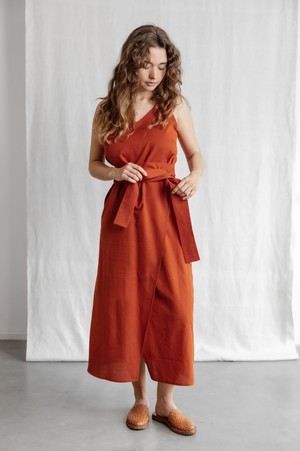 Bio-Baumwoll Kleid Agnila Terracotta from Jyoti - Fair Works